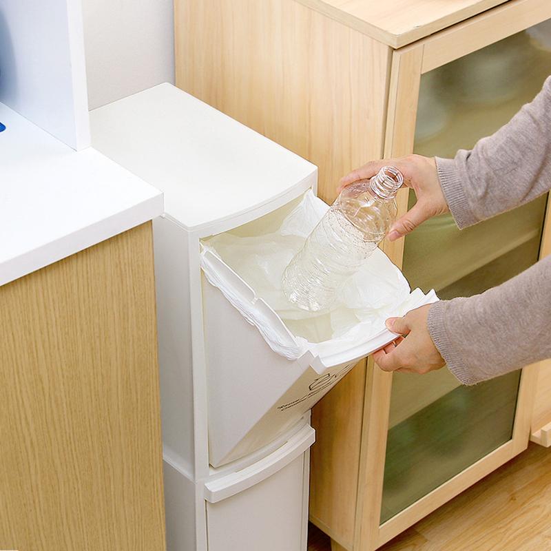 3段 ダストボックス 1台単品 分別 フラップ式とペダル式 ホワイト 10L×3か所 幅21cm 日本製 スリム ゴミ箱 ごみばこ 店舗用 DOCO-DB |  | 03