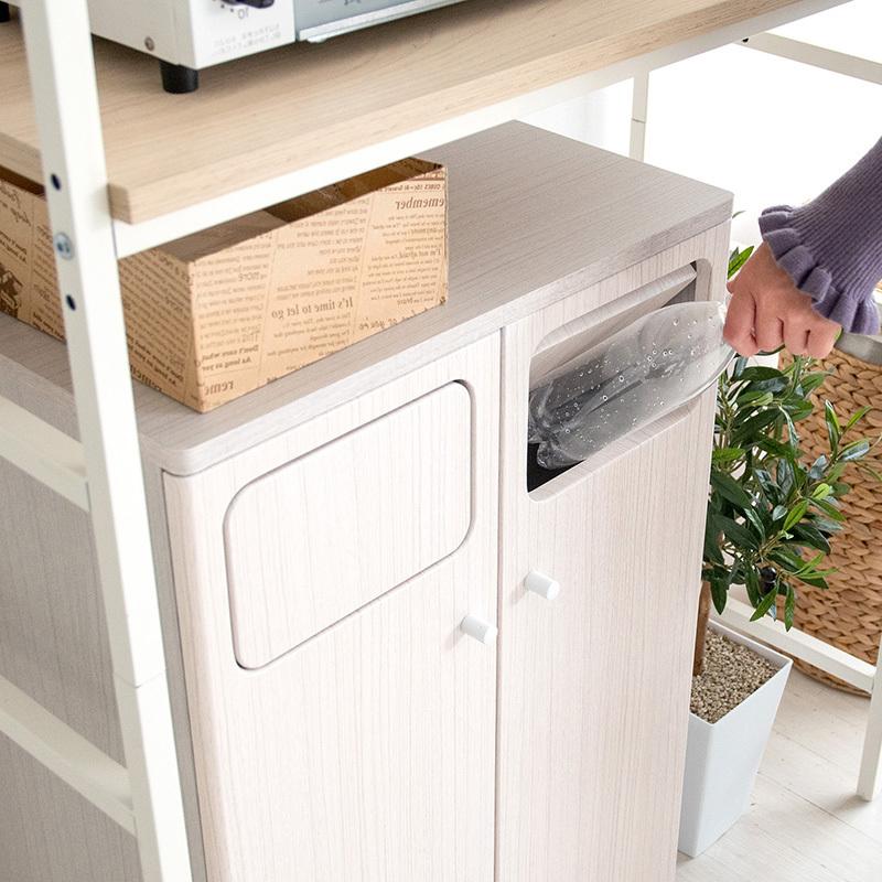 ダストボックス プッシュ扉 1台単品 ホワイト/全3色 45L×2か所 幅50×奥行き30×高さ80cm 分別 ゴミ箱 大容量 ウッド 木目 EPO-C-DB |  | 07