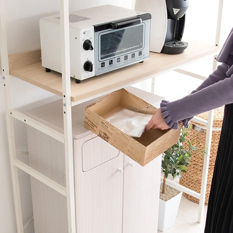 ダストボックス プッシュ扉 1台単品 ホワイト/全3色 45L×2か所 幅50×奥行き30×高さ80cm 分別 ゴミ箱 大容量 ウッド 木目 EPO-C-DB |  | 08