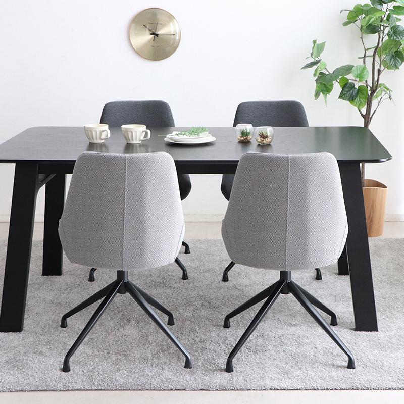 ファブリック 回転式ダイニングチェア 3脚セット 回転式ダイニング