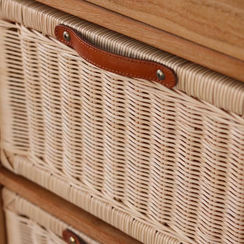 ラタンチェスト収納 引出し収納 ライトブラウン色 幅83×奥行37×高さ