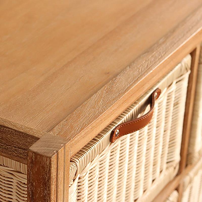 ラタン　チェスト　棚　収納　引き出し ラタン チェスト 木製 幅45cm 収納 3段 ウォールナット 収納棚