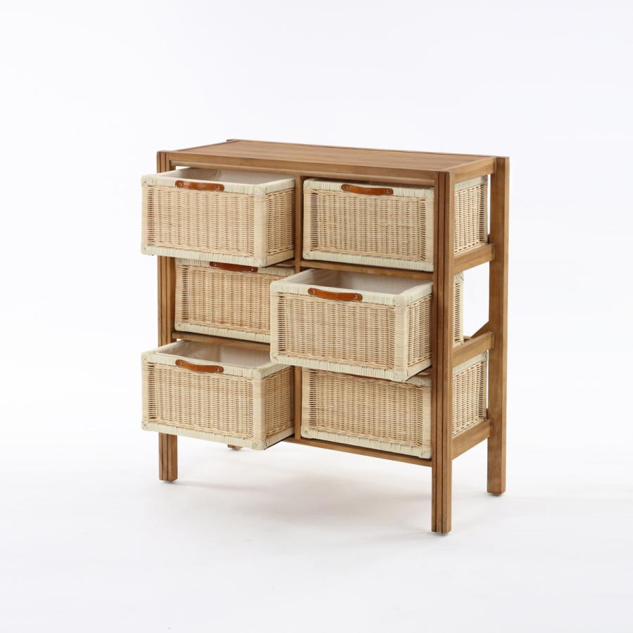 ラタンチェスト収納 引出し収納 ライトブラウン色 幅83×奥行37×高さ