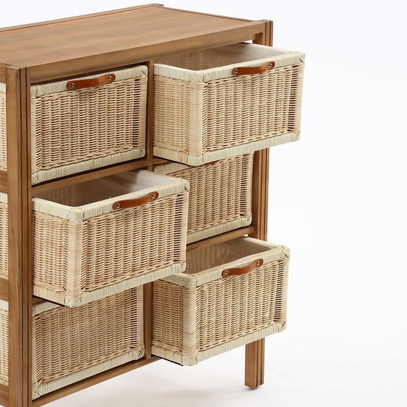 ラタンチェスト収納 引出し収納 ライトブラウン色 幅83×奥行37×高さ