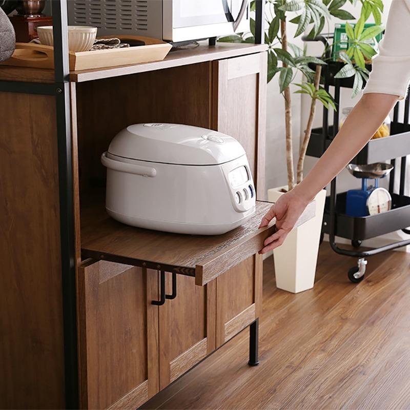 食器棚 レンジ台 カップボード ガラス扉 幅90cm ウォールナット 食器棚 レンジ台 カップボード ガラス扉 幅90cm ウォールナット