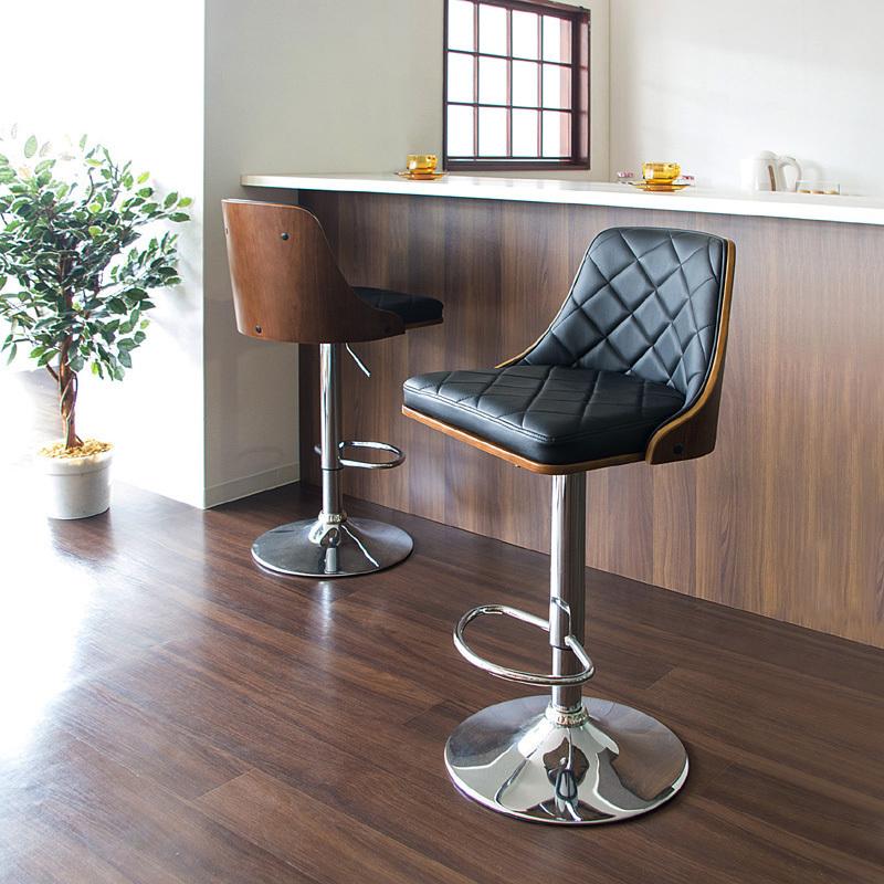 カウンターチェア 3脚セット レザー張ハイチェア ブラウン色 2色 昇降