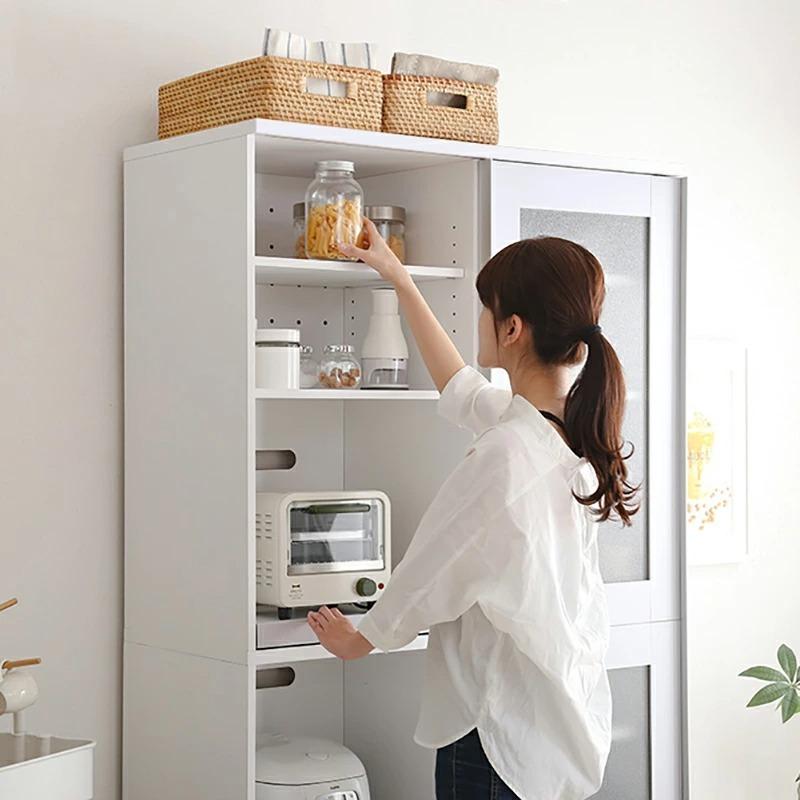 食器棚 レンジ台 キッチンボード カップボード 幅100cm シルバー