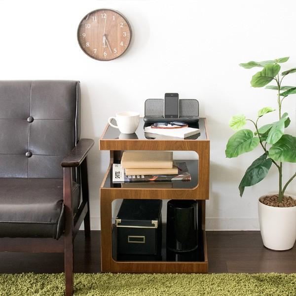 サイドテーブル  マガジンラック付  北欧風  天然竹製   ブラウン  ガラス 東谷 サイドテーブル 6台セット 高さ50cm マガジンラック 木製