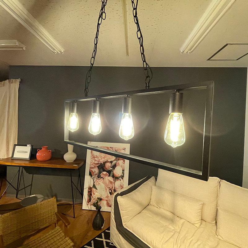デザインペンダントライト MONOモノ 3台セット エジソン球18個付属 スチール・アルミ 照明 横幅80cm 店舗用 家庭用 デザインライトの画像