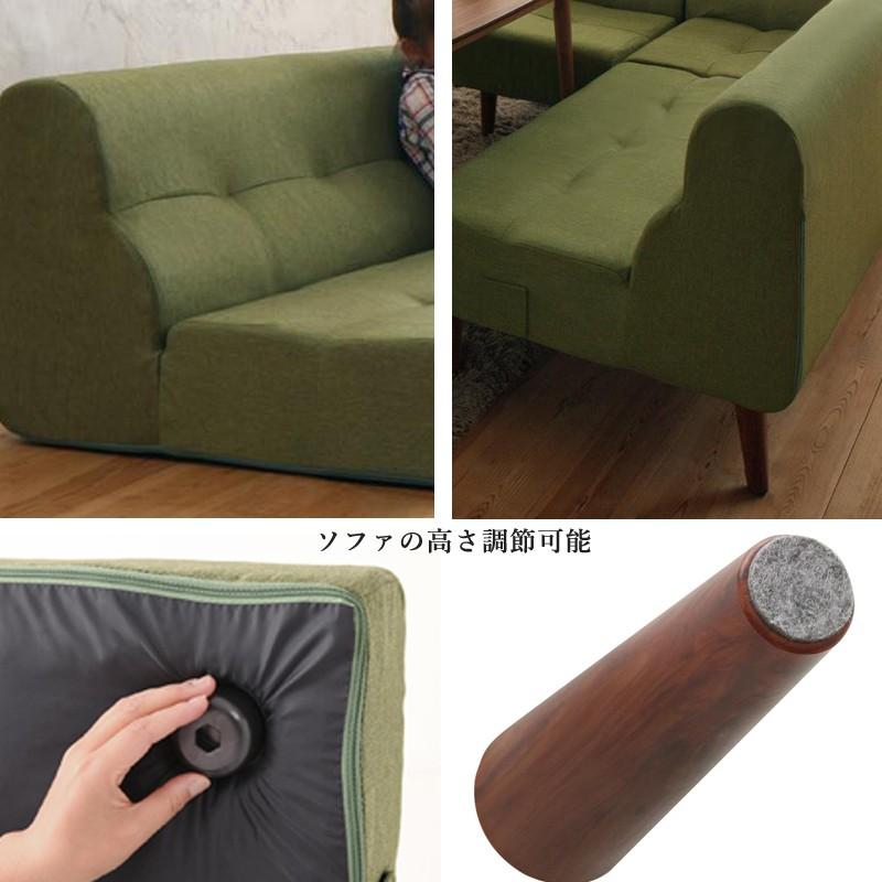 こたつテーブルセット 5点 幅120×奥行80cmコタツ+2Pソファ1脚+1Pソファ2脚+コーナーソファ1脚 MRDの画像