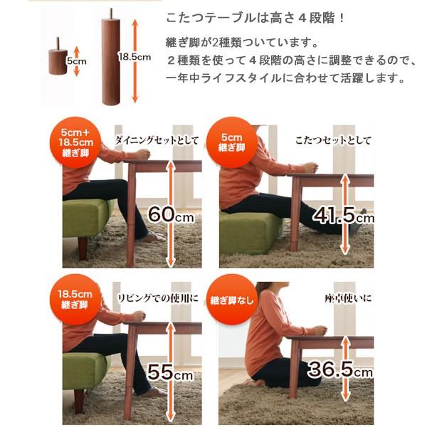 こたつテーブルセット 5点 幅120×奥行80cmコタツ+2Pソファ1脚+1Pソファ2脚+コーナーソファ1脚 MRDの画像