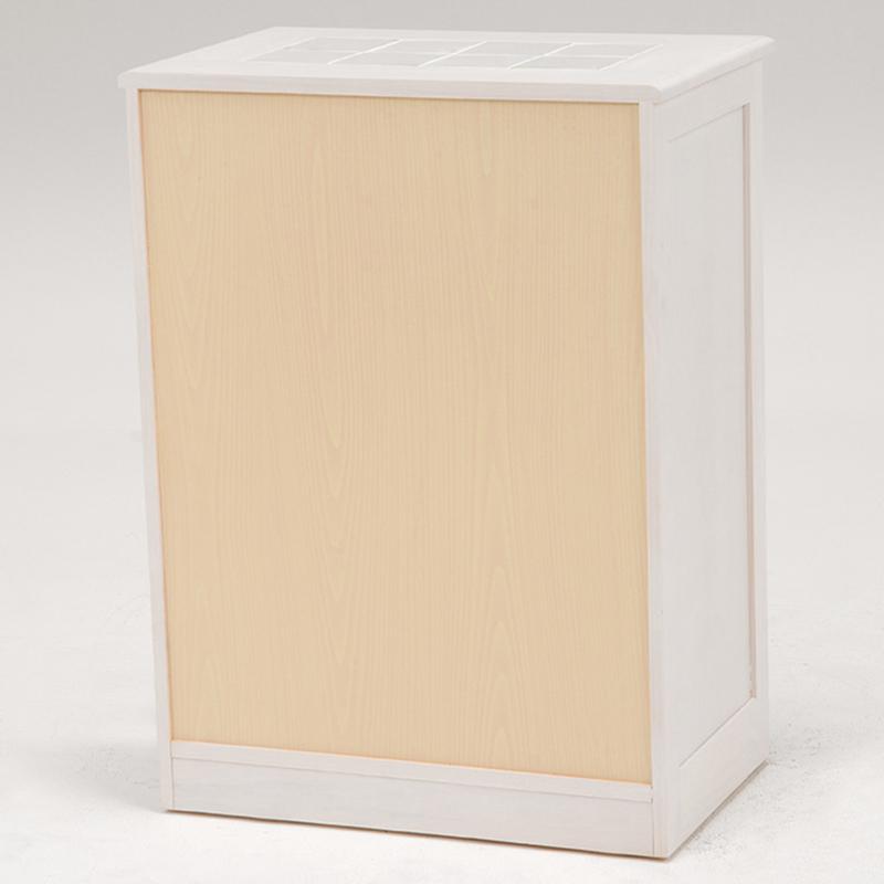 ダストボックス付きキッチンカウンター 幅59cm 2台セット ホワイト色 天板タイル 25L×2分別 フラップ扉 木製 MUD-2-DB |  | 03