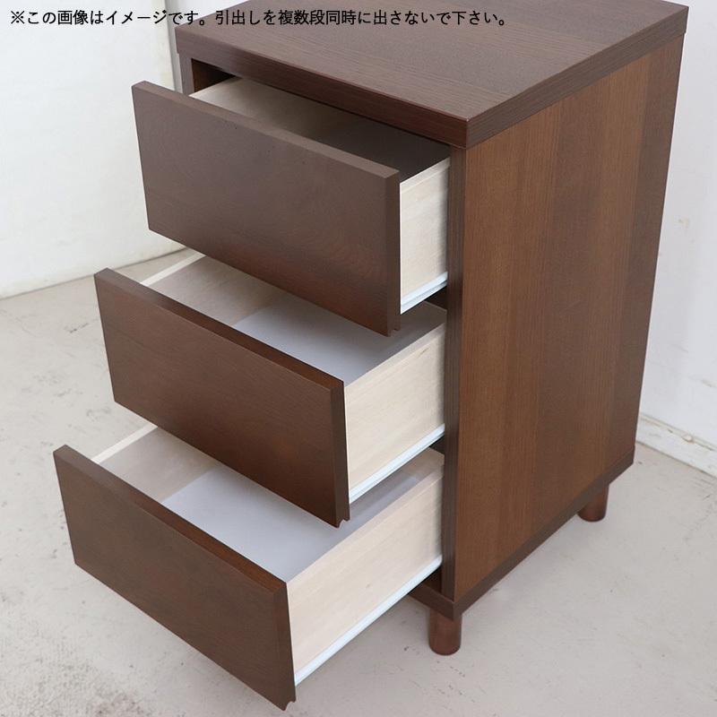 3段チェスト 幅40cm 引出しタンス 1台単品 ブラウン色/全2色 日本製 オーク無垢材 引き出しスライドレール仕様 リビング収納 OT-CSTの画像