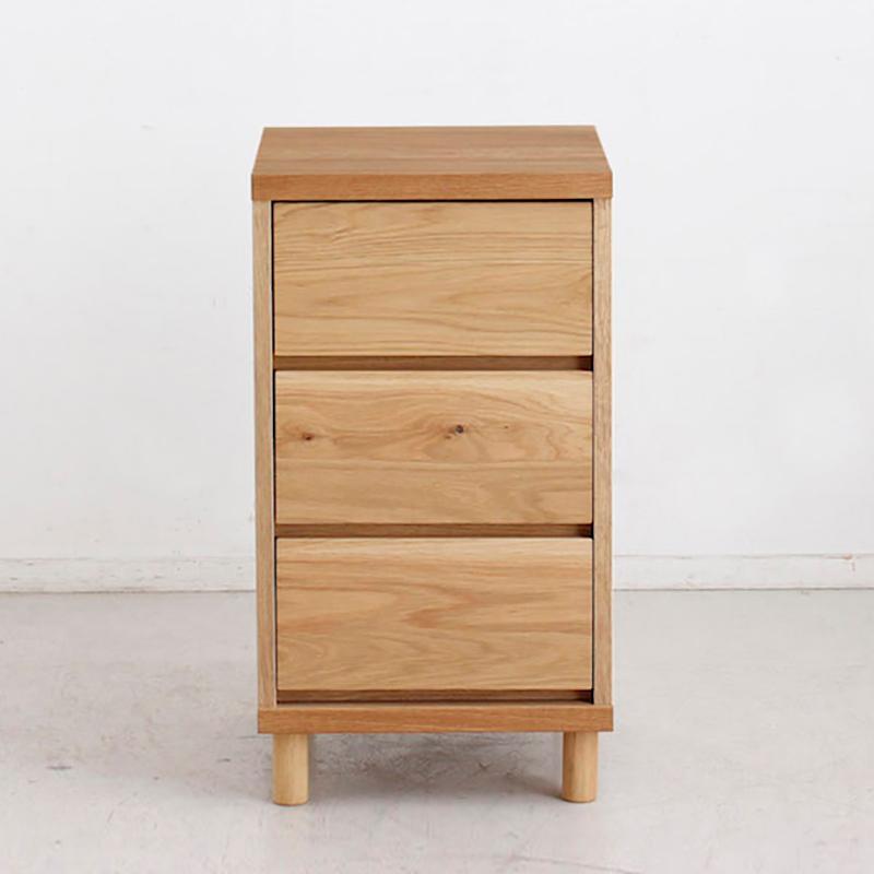 3段チェスト 幅40cm 引出しタンス 1台単品 ブラウン色/全2色 日本製 オーク無垢材 引き出しスライドレール仕様 リビング収納 OT-CSTの画像