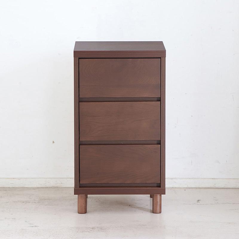 3段チェスト 幅40cm 引出しタンス 1台単品 ブラウン色/全2色 日本製 オーク無垢材 引き出しスライドレール仕様 リビング収納 OT-CSTの画像