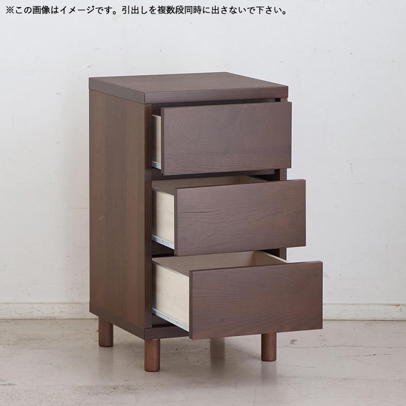 3段チェスト 幅40cm 引出しタンス 1台単品 ブラウン色/全2色 日本製 オーク無垢材 引き出しスライドレール仕様 リビング収納 OT-CSTの画像