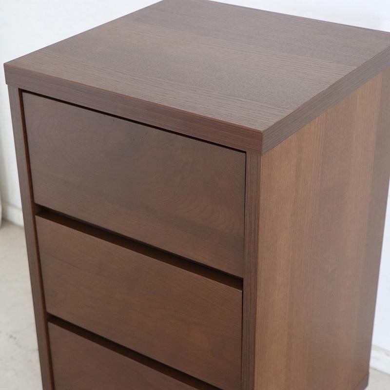 3段チェスト 幅40cm 引出しタンス 1台単品 ブラウン色/全2色 日本製 オーク無垢材 引き出しスライドレール仕様 リビング収納 OT-CSTの画像