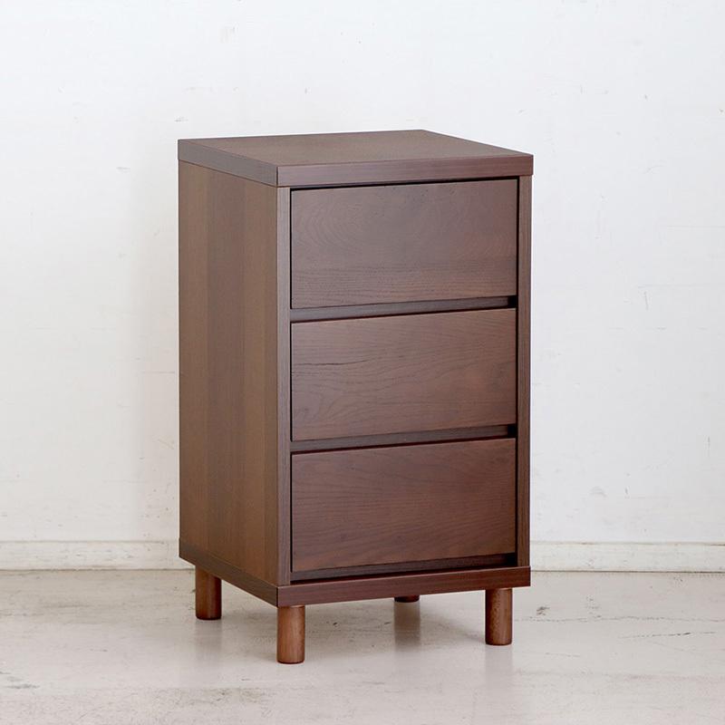 3段チェスト 幅40cm 引出しタンス 1台単品 ナチュラル色/全2色 日本製 オーク無垢材 引き出しスライドレール仕様 リビング収納 OT-CSTの画像