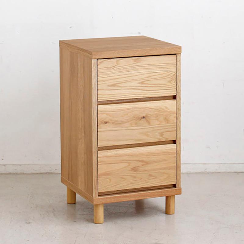 3段チェスト 幅40cm 引出しタンス 1台単品 ナチュラル色/全2色 日本製 オーク無垢材 引き出しスライドレール仕様 リビング収納 OT-CSTの画像