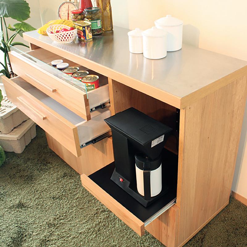 キッチンカウンターと食器棚105cm 2台セット ブラウン レンジ台 完成品 オーク無垢材 スライド棚 レンジ台 OT70DB＆OT105DB_13