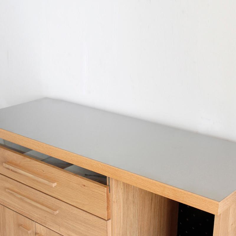キッチンカウンターと食器棚105cm 2台セット ブラウン レンジ台 完成品 オーク無垢材 スライド棚 レンジ台 OT70DB＆OT105DB_17