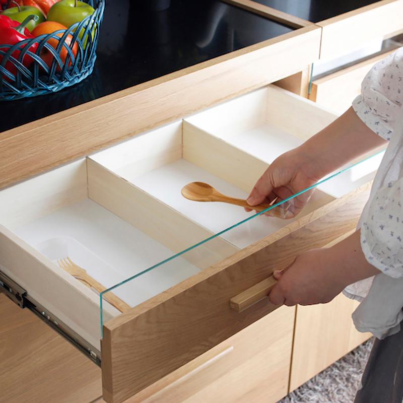 キッチンカウンターと食器棚105cm 2台セット ブラウン レンジ台 完成品 オーク無垢材 スライド棚 レンジ台 OT70DB＆OT105DB_6