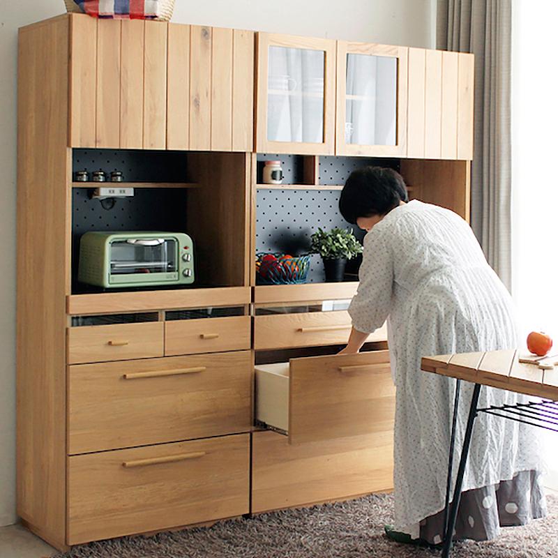 ダイニングボード(食器棚/キッチン収納) 【幅105cm】 木製 ガラス扉 日本 キッチン収納 ダイニングボード 105cm幅 木製 完成品 引き戸 ガラス扉
