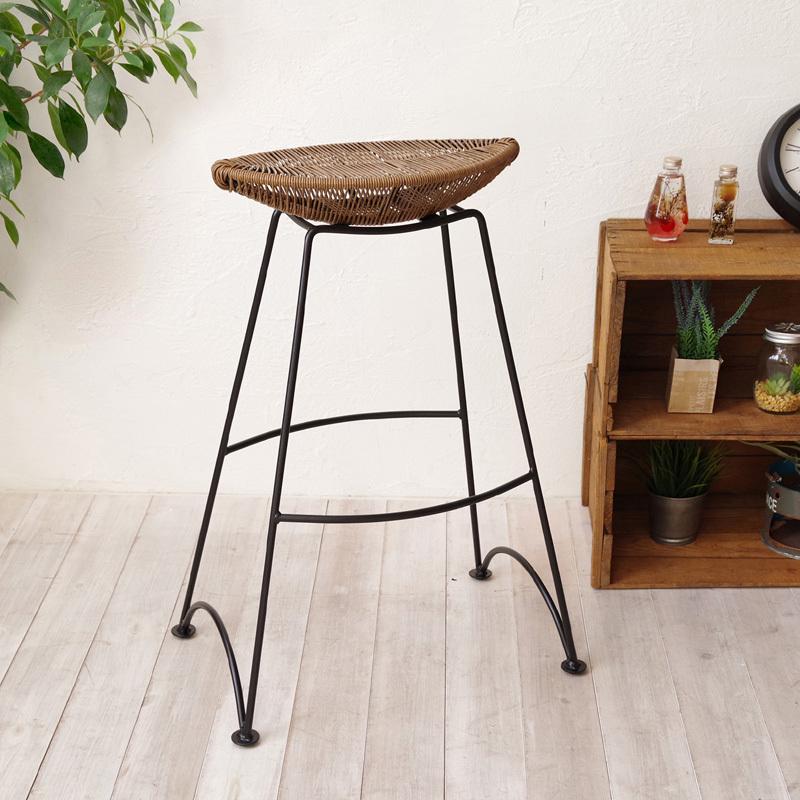 カウンターチェア 1脚単品 ラタン調シート ハイチェア ブラウン カウンターチェア 1脚単品 ラタン調シート ハイチェア ブラウン