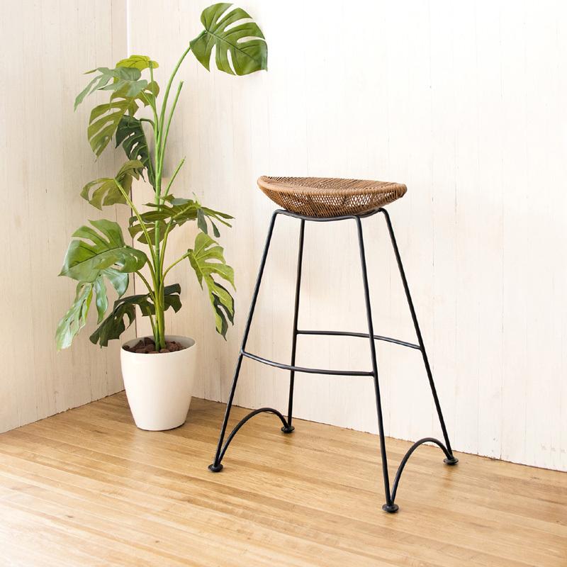 カウンターチェア 1脚単品 ラタン調シート ハイチェア ブラウン カウンターチェア 1脚単品 ラタン調シート ハイチェア ブラウン
