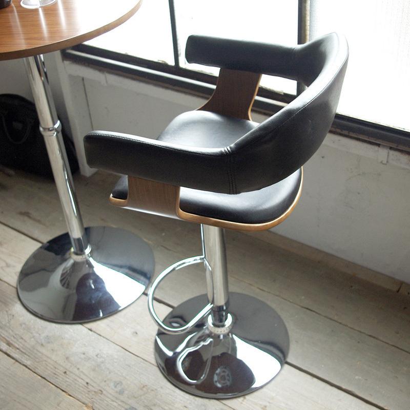 値下モリシゲ 本革張り ハイチェア カウンターチェア ブラック カウンターチェア 4脚セット レザー張ハイチェア ブラック