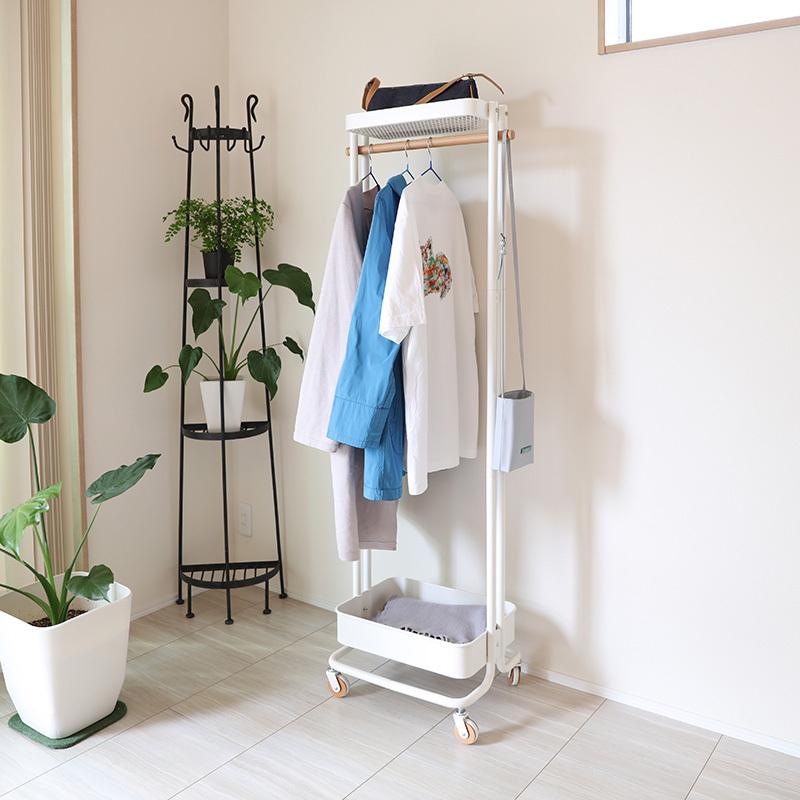 ハンガーラック 1台単品 ホワイト色 グリーン色 スチール 幅50cm