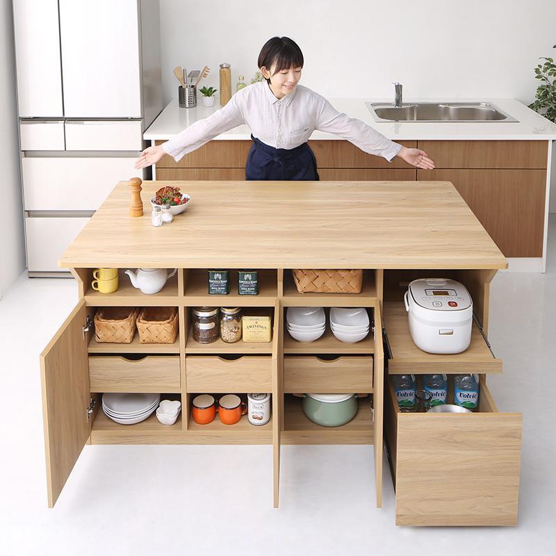 ワイド キッチンカウンター 幅150cm オークナチュラル 全2色 ワイド キッチンカウンター 幅150cm オークナチュラル 全2色