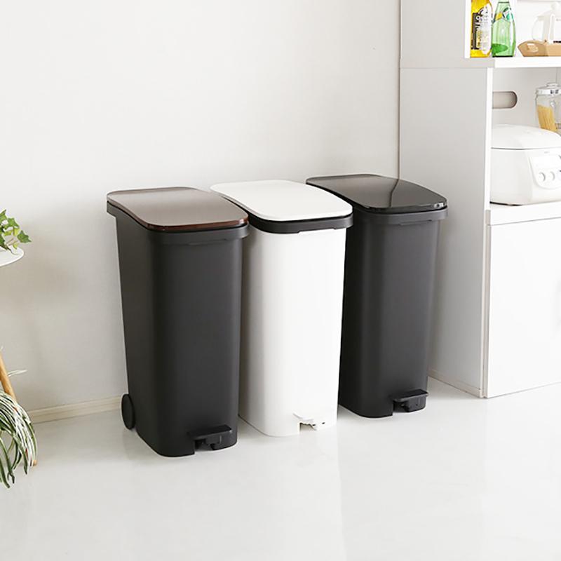 ペダル式ゴミ箱 1台単品 ウォールナットブラウン色/全4色 31L 幅25.5cm フタ付 キャスター付 ダストボックス ROTI-DB |  | 04