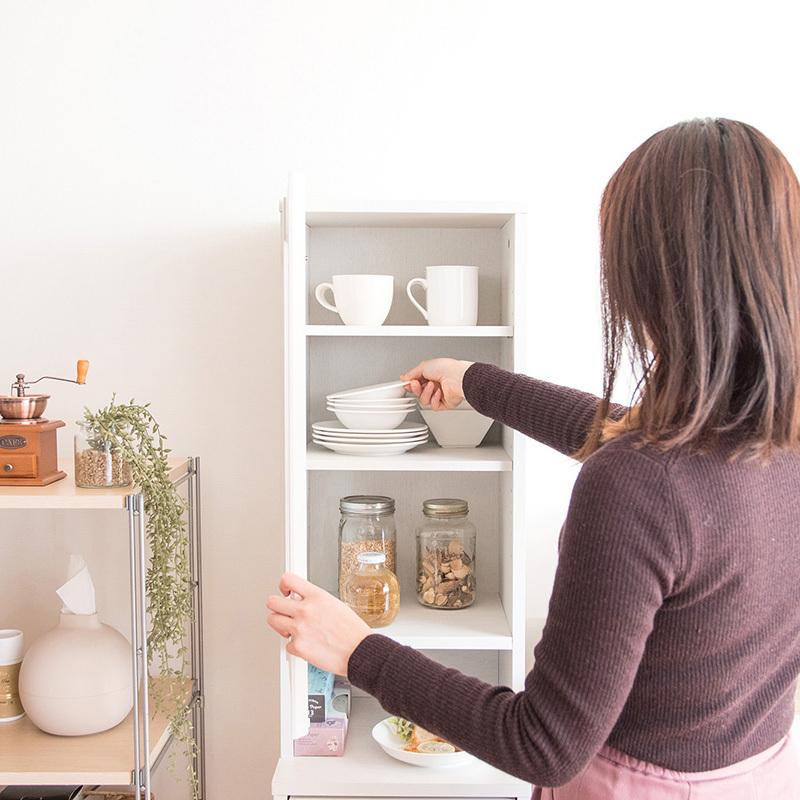 ダストボックス付きキッチンラック 2台セット 幅35cm スキマ収納 ガラス扉 ブラウン ゴミ箱上収納リビングでも スリム 店舗用 RPP-DB |  | 13