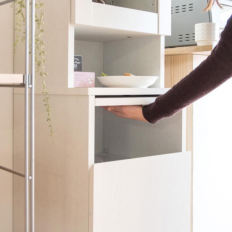 ダストボックス付きキッチンラック 2台セット 幅35cm スキマ収納 ガラス扉 ブラウン ゴミ箱上収納リビングでも スリム 店舗用 RPP-DB |  | 08