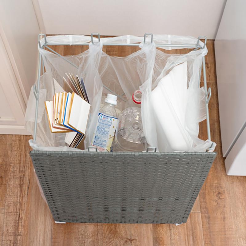 ラタン調 ゴミ箱 ごみ箱 2台セット グレー色/全3色 幅38×奥行28×高さ60.5cm 分別 大容量 キャスター付 ひっかけタイプ RUDO-DB |  | 03