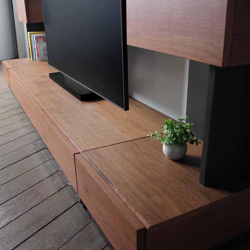 テレビ台 テレビボード 160cm ウォールナット ブラウン 国産 日本製 無垢材 天然木シート 収納付きローボード 完成品 RY |  | 15