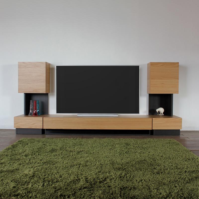 テレビ台 160cm キャビネット3点セット ナチュラル オーク 総幅 240 奥行45 cm 国産 日本製 無垢材 天然木シート 完成品 RY |  | 01