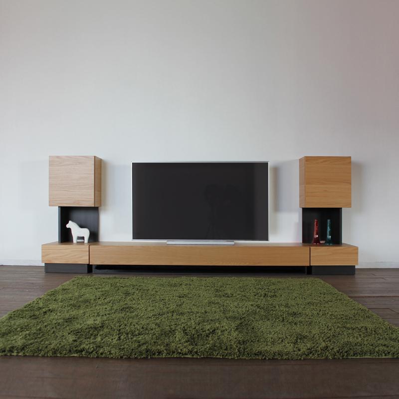 テレビ台 180cm キャビネット3点セット ナチュラル オーク 総幅 260 奥行45 cm 国産 日本製 無垢材 天然木シート 完成品 RY |  | 01