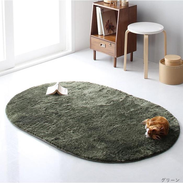 ラグ 100×150 cm 楕円形 洗濯機で洗えるシャギーラグ 7色 : tablemart