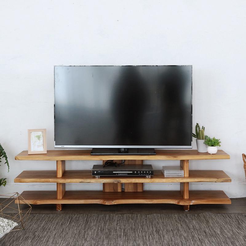 テレビ台 テレビボード 天然木 チーク無垢材一枚板風 ブラウン色 テレビ台 テレビボード 天然木 チーク無垢材一枚板風 ブラウン色