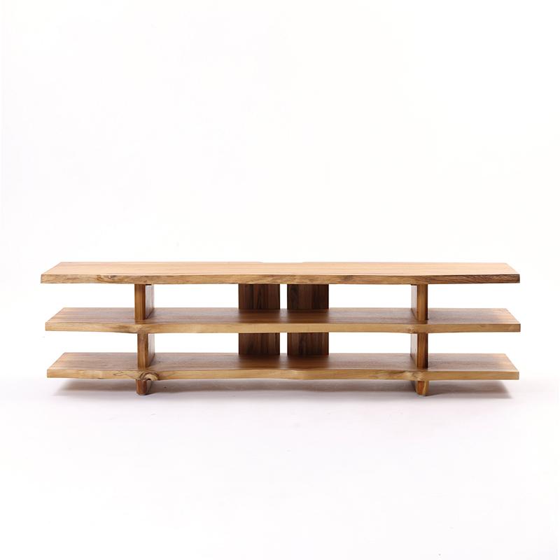 テレビ台 テレビボード 天然木 チーク無垢材一枚板風 ブラウン色