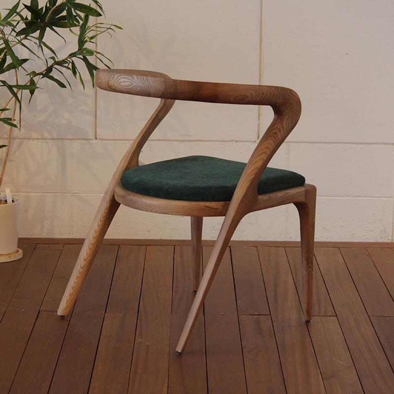 [大特価] チェア 2脚組 WOL ウォールナット塗装 天然木 無垢材 シート色:モスグリーン 【YW1293076168】(46900円)