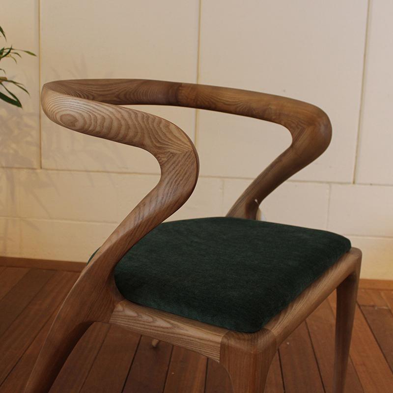 [大特価] チェア 2脚組 WOL ウォールナット塗装 天然木 無垢材 シート色:モスグリーン 【YW1293076168】(46900円)