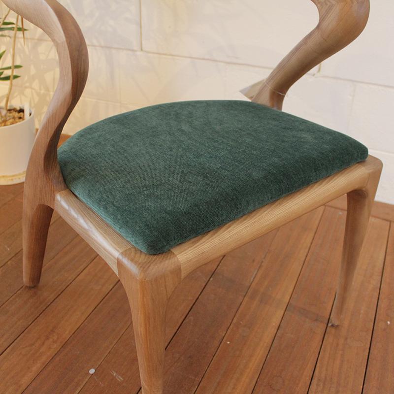 [大特価] チェア 2脚組 WOL ウォールナット塗装 天然木 無垢材 シート色:モスグリーン 【YW1293076168】(46900円)