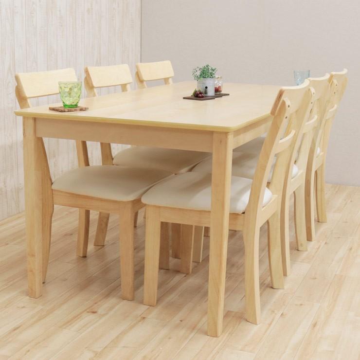 クリア塗装 幅170cm ダイニングテーブルセット 7点 meri170-7-360 白木 クリア 北欧 カフェ 木製 6人用 シンプル ナチュラル カフェ風 32s-4k so hg_10
