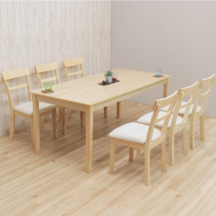 クリア塗装 幅170cm ダイニングテーブルセット 7点 meri170-7-360 白木 クリア 北欧 カフェ 木製 6人用 シンプル ナチュラル カフェ風 32s-4k so hg_4