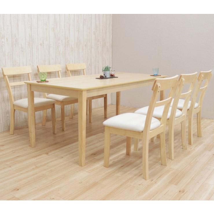 クリア塗装 幅170cm ダイニングテーブルセット 7点 meri170-7-360 白木 クリア 北欧 カフェ 木製 6人用 シンプル ナチュラル カフェ風 32s-4k so hg_9