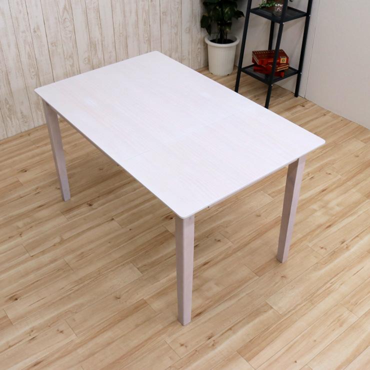 伸縮式ダイニングテーブル 幅120/80cm 1人 2人掛け mindi120bata-360 ホワイトウォッシュ色 白 食卓 コンパクト 折りたたみ  リビング シンプル 組立品 4s-1k th