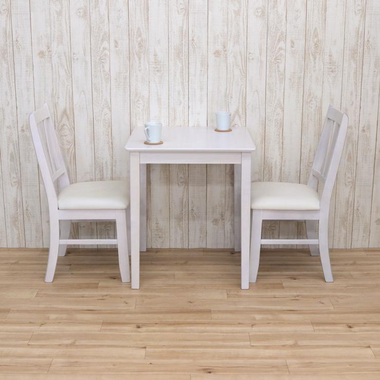 1人掛けダイニングセット テーブル＋チェア1脚 木製 幅60cm ホワイト系 南12条店 幅140cmフレンチダイニングテーブル｜白いカントリー食卓テーブル4人掛